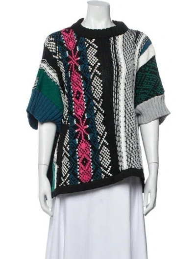 Pre-owned Sacai Patterned Crew Neck Sweater In Multicolor