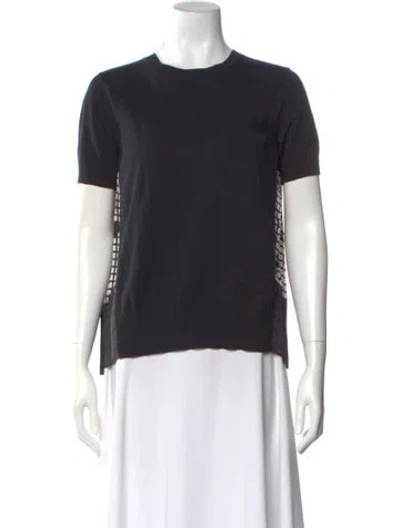 Pre-owned Sacai Patterned Crew Neck Top In Black