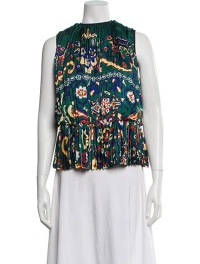 Pre-owned Sacai Patterned Crew Neck Top In Green