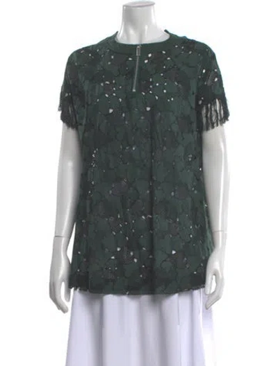 Pre-owned Sacai Patterned Crew Neck Top In Green