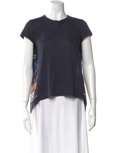 Pre-owned Sacai Patterned Crew Neck T-shirt In Blue
