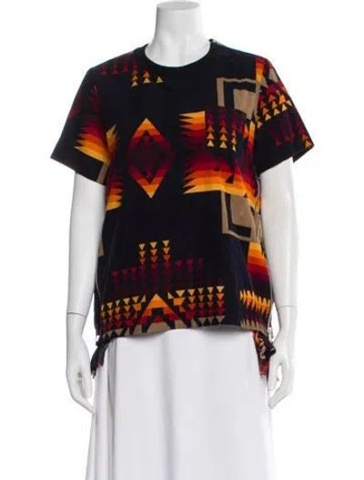 Pre-owned Sacai Patterned Crew Neck T-shirt In Blue