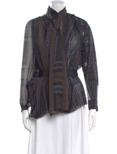 Pre-owned Sacai Patterned Long Sleeve Blouse In Multi
