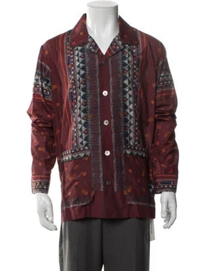 Pre-owned Sacai Patterned Long Sleeve Shirt In Burgundy