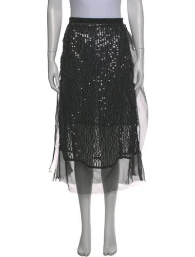 Pre-owned Sacai Patterned Midi Length Skirt In Black