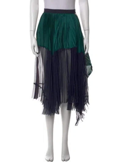 Pre-owned Sacai Patterned Midi Length Skirt In Green