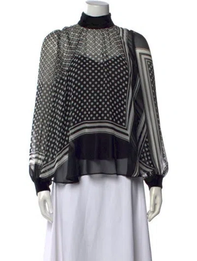 Pre-owned Sacai Patterned Mock Neck Blouse In Black