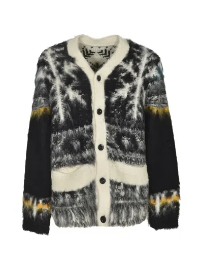 Sacai Patterned Pocket Cardigan In Multi