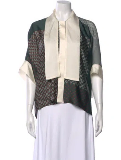 Pre-owned Sacai Patterned Short Sleeve Blouse In Multi