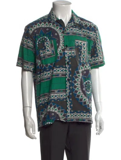 Pre-owned Sacai Patterned Short Sleeve Shirt In Blue