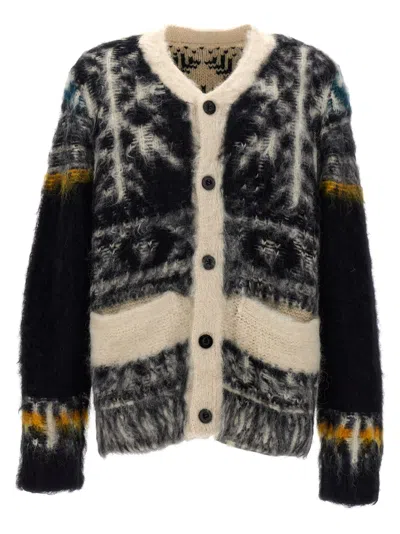 Sacai Alpaca Cardigan In Multicolor