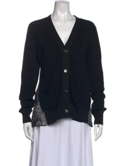 Pre-owned Sacai Patterned V-neck Top In Black