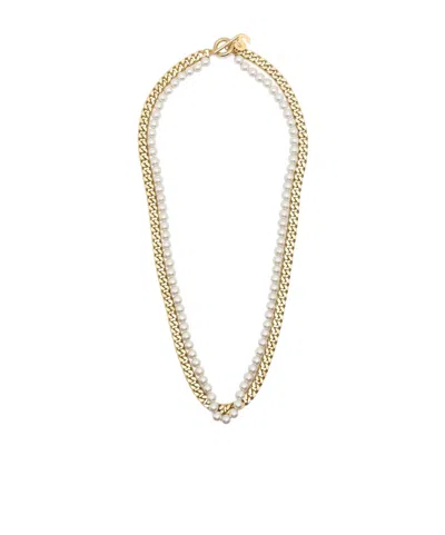 Sacai Pearl Chain Long Necklace In Gold