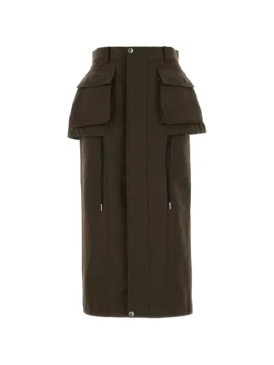 Sacai Peplum-detail Cargo Skirt In Brown