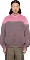 Sacai Pink & Gray Garment Dye Knit Sweater In 301 Gray