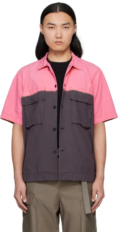 Sacai Pink & Gray Garment Dye Shirt In 灰色