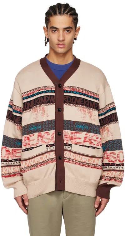 Sacai V-neck Long-sleeved Cardigan In Nude