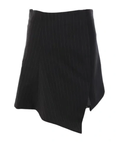 Sacai Pinstripe Asymmetrical Skirt In Black