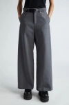 SACAI PINSTRIPE BELTED TROUSERS