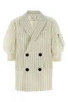 Sacai Balzer Double-breasted Wool And Silk Jackets White In White