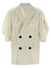Sacai Balzer Double-breasted Wool And Silk Jackets White In White