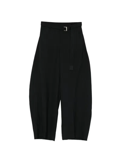 Sacai Pinstripe Buckled Trousers In Multi