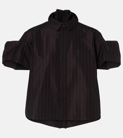 Sacai Pinstripe Cotton-blend Top In Black