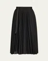 Sacai Pinstripe Pleated Midi Skirt In Black Stripe