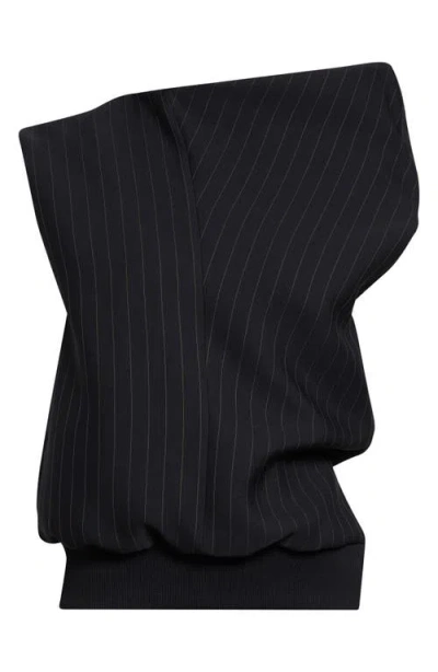 Sacai Pinstripe Twill Pullover In Black