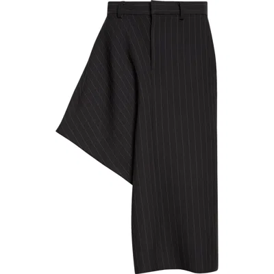 Sacai Pinstripe Twill Skirt In Black