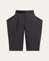 Sacai Pinstripe Wide Cropped Wool Trousers In Black
