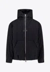 Sacai Mens Black Stripe Regular-fit Padded Wool Jacket In Black