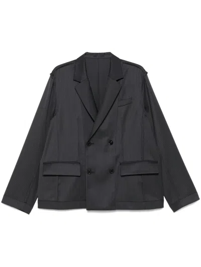 Sacai Pinstriped Blazer In Black