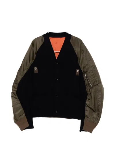 Sacai Pinstriped Jacket In Brown