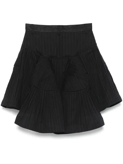 Sacai Pinstriped Mini Skirt In Black