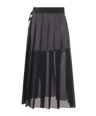 Sacai Pinstriped Skirt In Black