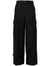 Sacai Pinstripe Trousers Featuring Cargo Pockets In Black