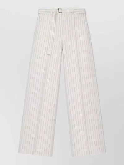 Sacai Pinstriped Wide-leg Trousers In White