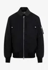 Sacai Contrasting-trim Layered Bomber Jacket In Navy