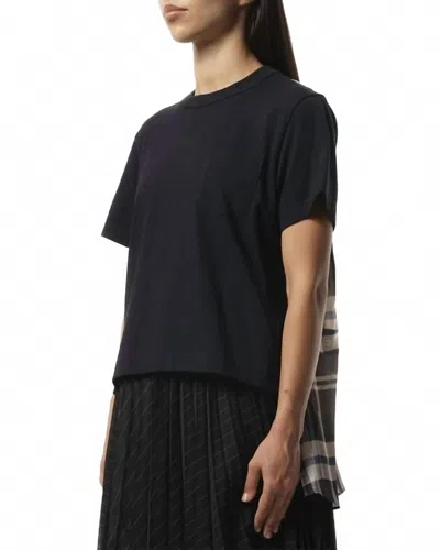Sacai X Women's Plaid Print X Cotton Jersey T-shirt In Green/brown