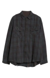 Sacai Plaid Button-up Shirt In Black