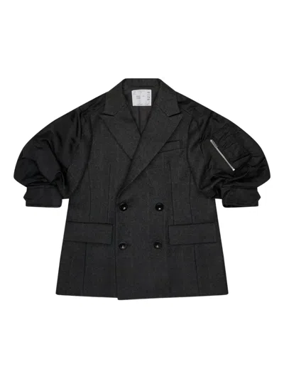 SACAI PLAID DOUBLE-BREASTED JACKET