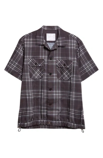 Sacai Plaid Drawcord Hem Camp Shirt In Multi