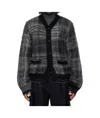 Sacai Plaid Mohair Knit Cardigan In Black