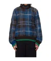 Sacai Plaid Mohair Sweater In Blue