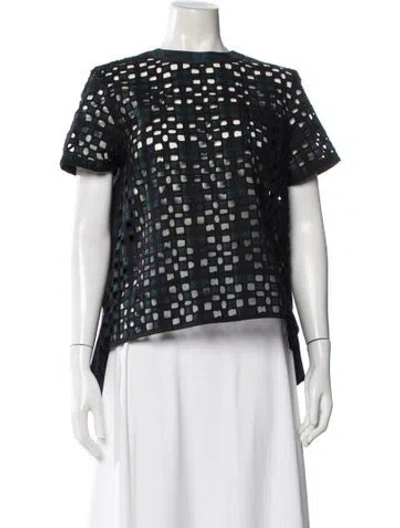 Pre-owned Sacai Plaid Print Crew Neck Top In Black