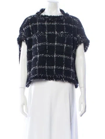 Pre-owned Sacai Plaid Print Crew Neck Top In Blue