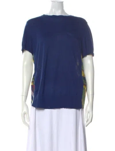 Pre-owned Sacai Plaid Print Crew Neck Top In Blue