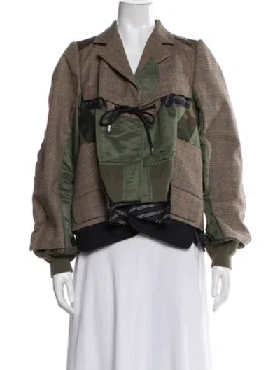 Pre-owned Sacai Plaid Print Jacket In Green