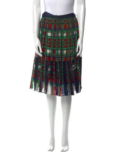 Pre-owned Sacai Plaid Print Knee-length Skirt W/ Tags In Green